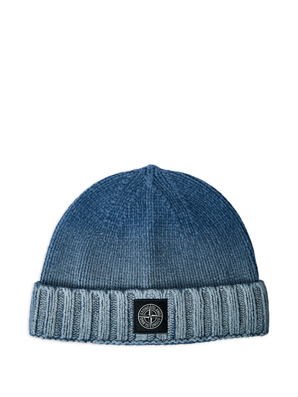 Stone Island ribbed logo-patch beanie hat - Blu