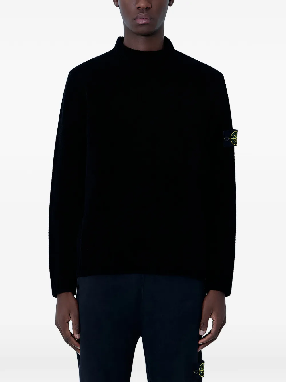 Stone Island signature-patch sweater - Black