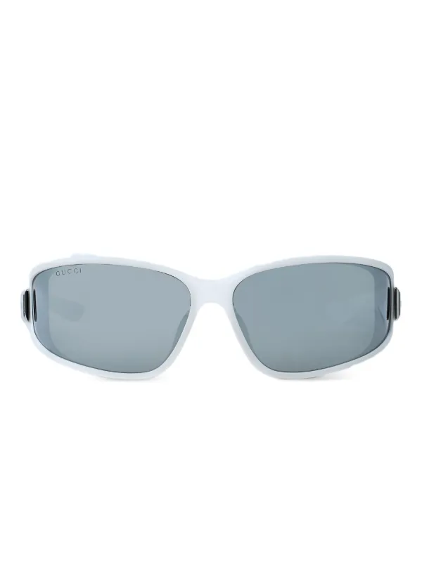 Gucci Logo Oval Sunglasses in White