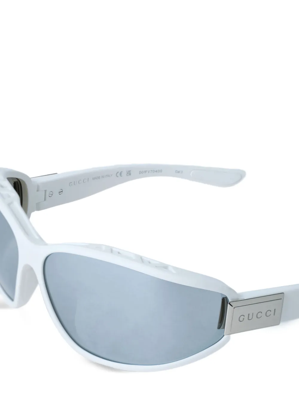 Gucci Zonnebril met ovalen montuur en logo Wit