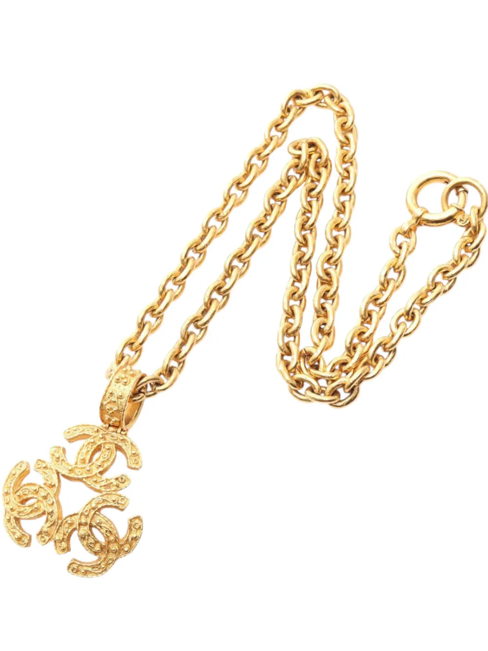 CHANEL Pre-Owned 1994 Gold Plated Triple CC Pendant Necklace costume necklace - Oro