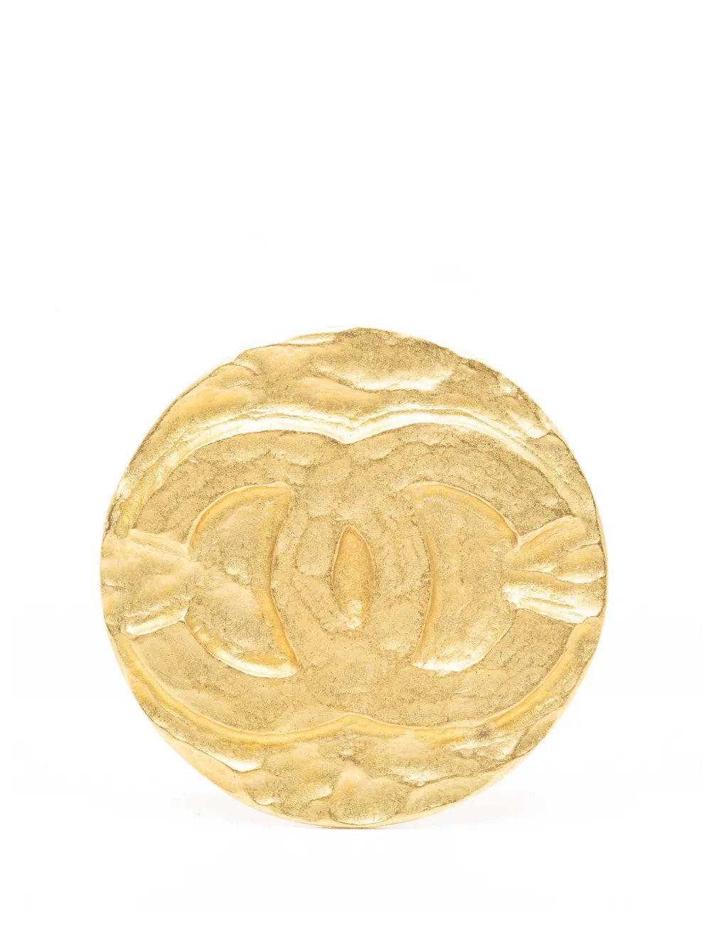 CHANEL Pre-Owned 1994 CC Gold Plated Round Brooch costume brooch