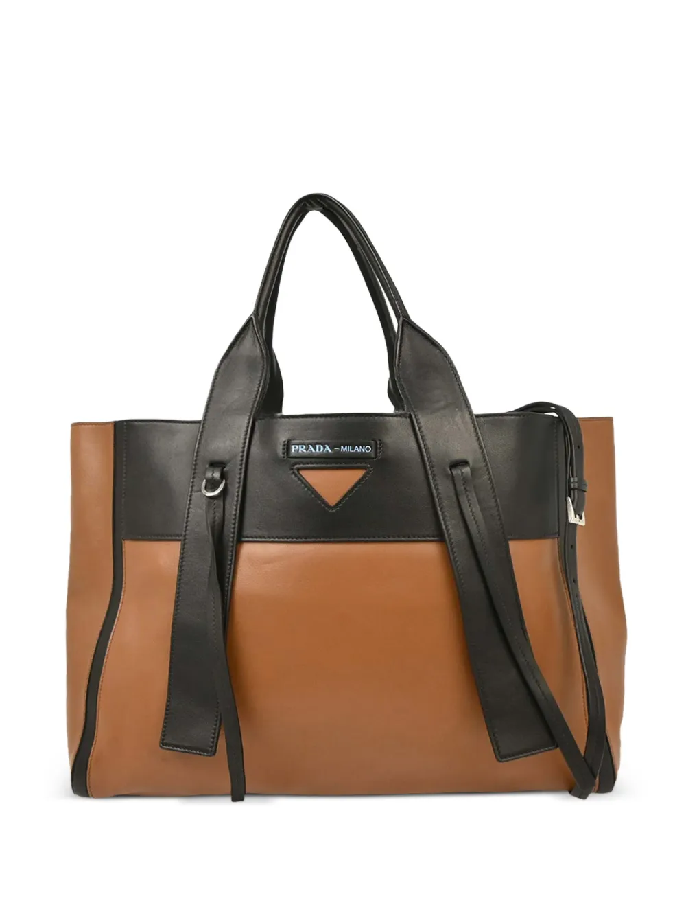 Prada Pre-Owned 2010s colourblock leather tote bag - Marrone