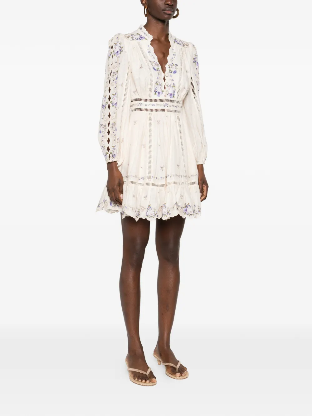 Patience Floral-Print Lace Mini Dress