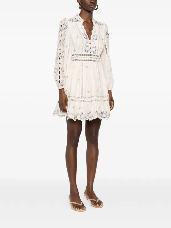 zimmermann floral lace dress Zimmermann Acacia Lace Trim Mini Dress | Floral | Size 2