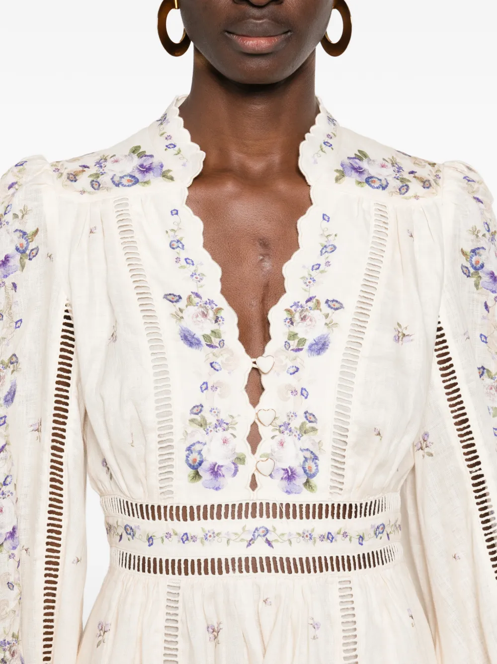 Patience Floral-Print Lace Mini Dress