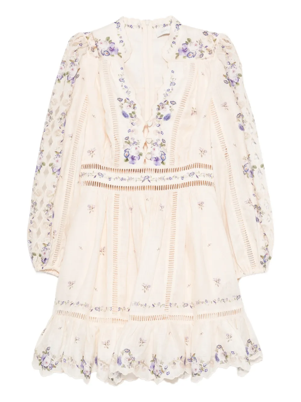 ZIMMERMANN Patience floral-print lace mini dress - Toni neutri