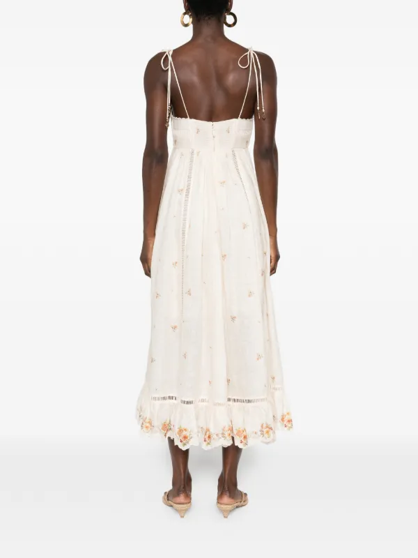 Zimmermann Patience Cami Floral Embroidered Midi Dress - Neutrals Zimmermann Patience Cami Floral Embroidered Midi Dress - Neutrals