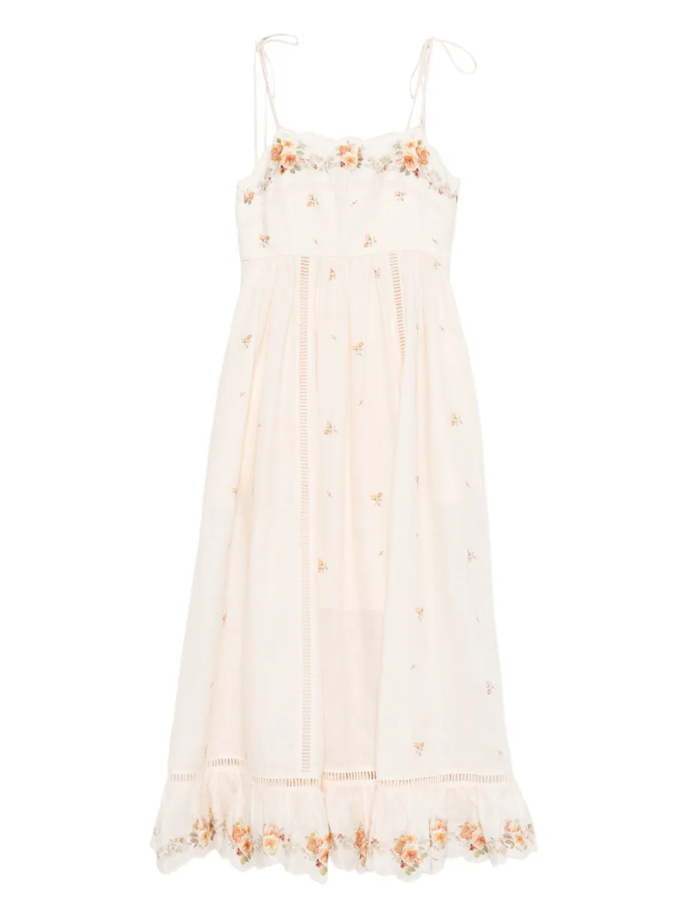 ZIMMERMANN Patience cami floral embroidered midi dress - Toni neutri