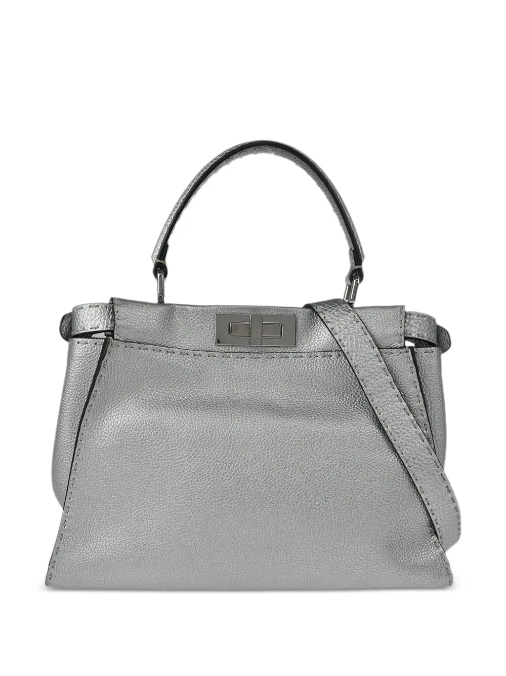 Fendi Pre-Owned 2017 Peekaboo leather tote bag - Argento