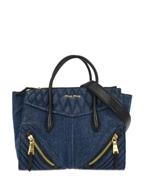 Miu Miu Pre-Owned 2010s Biker zip-detail tote bag handbag