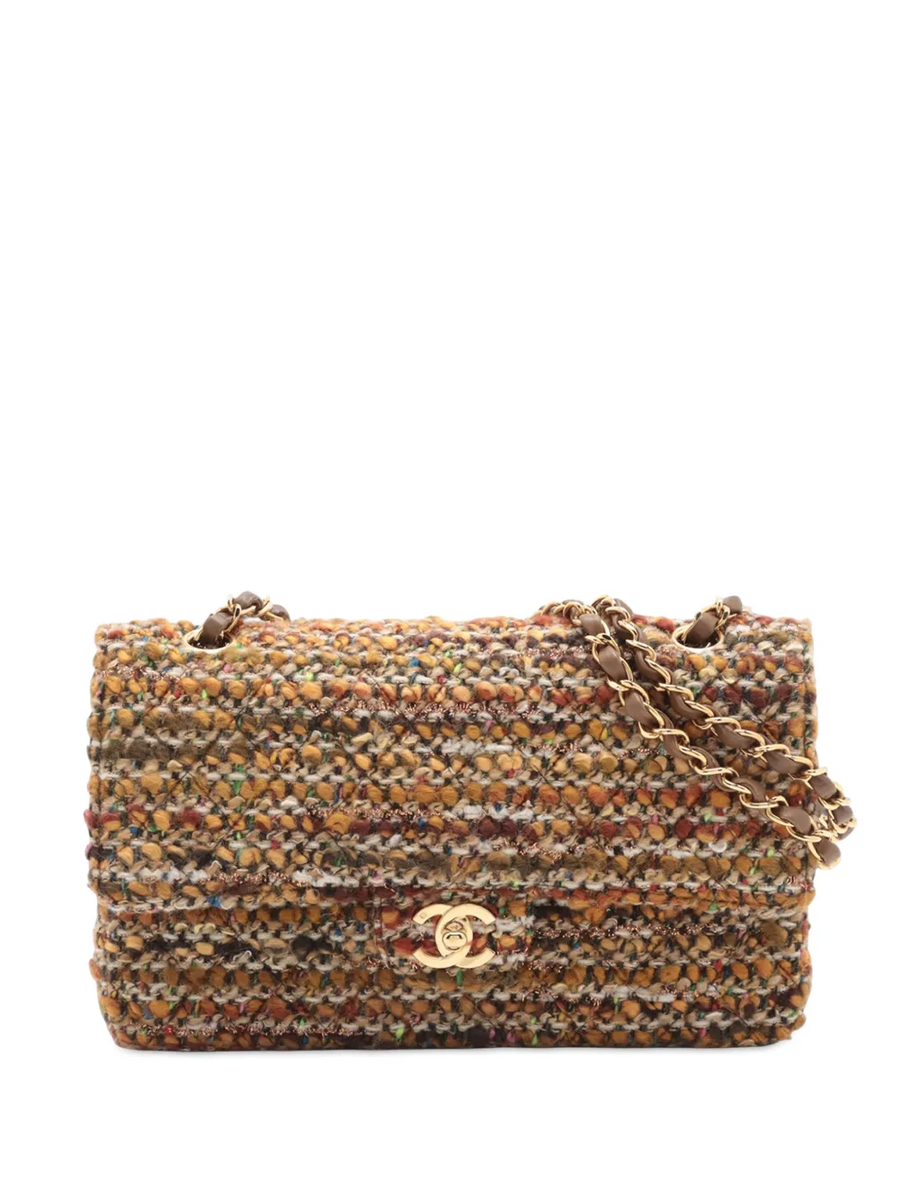 CHANEL Pre-Owned Borsa a spalla Double Flap media in tweed 2003-2004 - Marrone