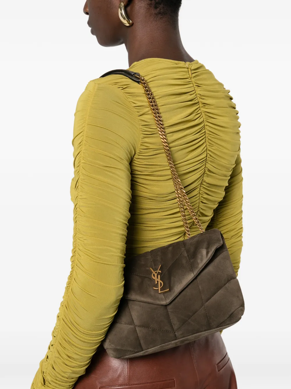 Saint Laurent Puffer Toy quilted shoulder bag - Bruin