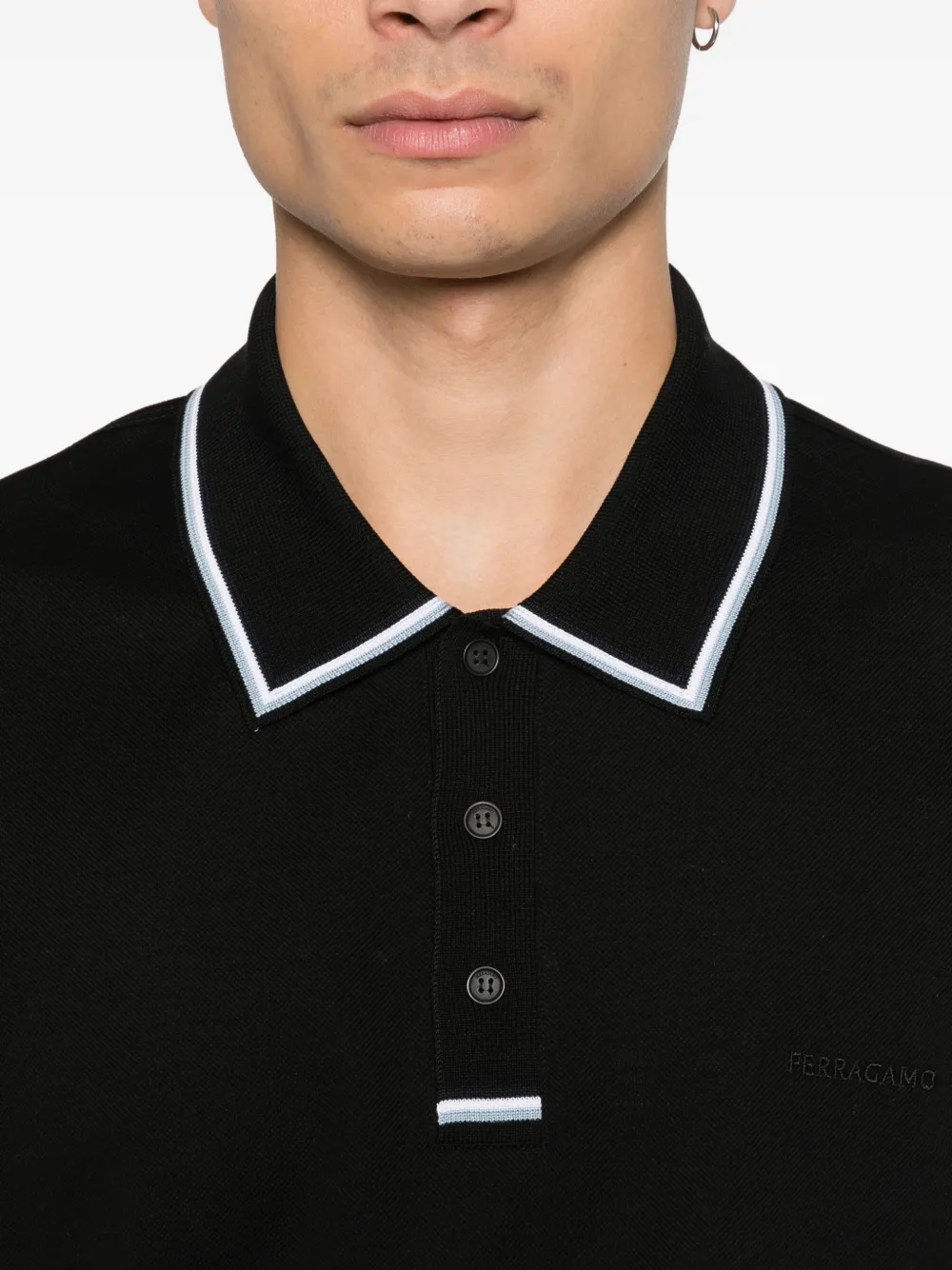 Ferragamo Poloshirt met gestreept-detail Zwart
