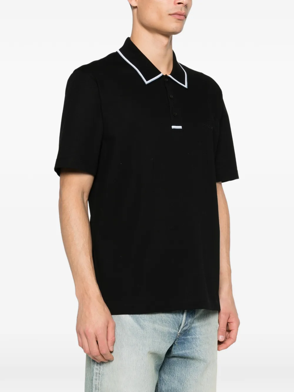 Ferragamo Poloshirt met gestreept-detail Zwart