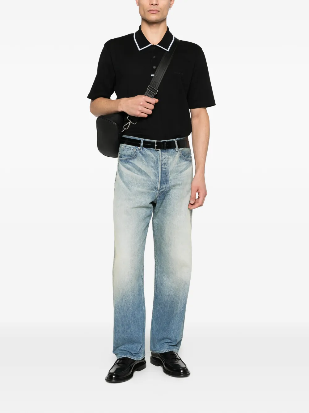 Ferragamo stripe-detail polo shirt - Zwart