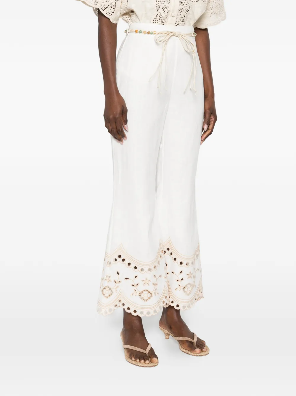 ZIMMERMANN Wanderlust broek met geborduurde kralen Wit