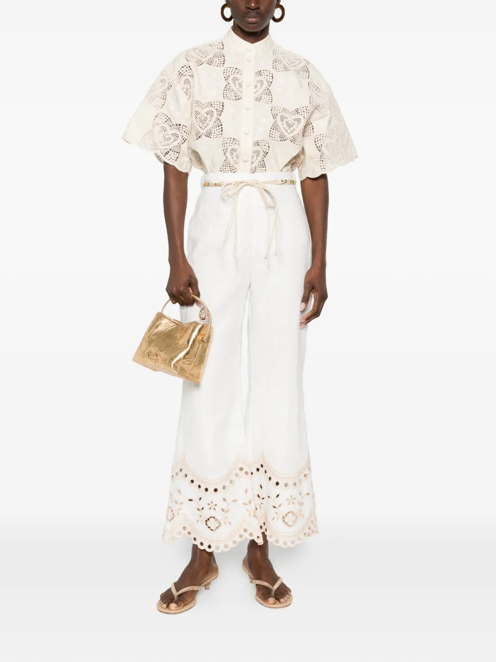 ZIMMERMANN Wanderlust beaded embroidered trousers - Wit