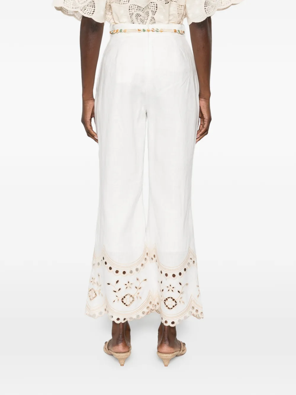 ZIMMERMANN Wanderlust broek met geborduurde kralen Wit