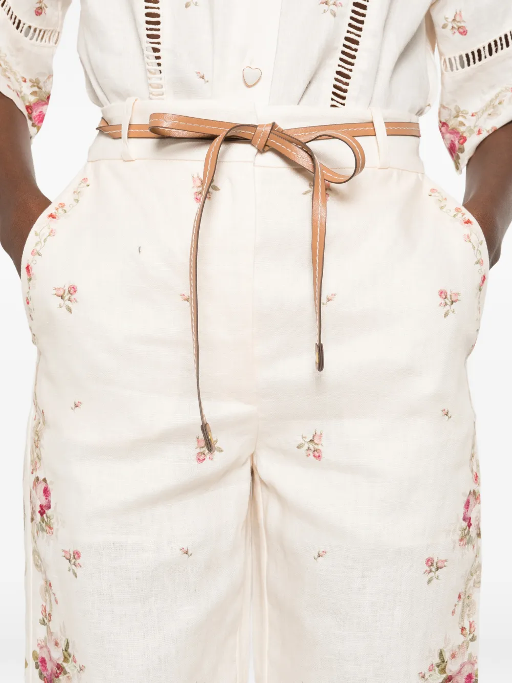 ZIMMERMANN Patience broek met bloemen Beige