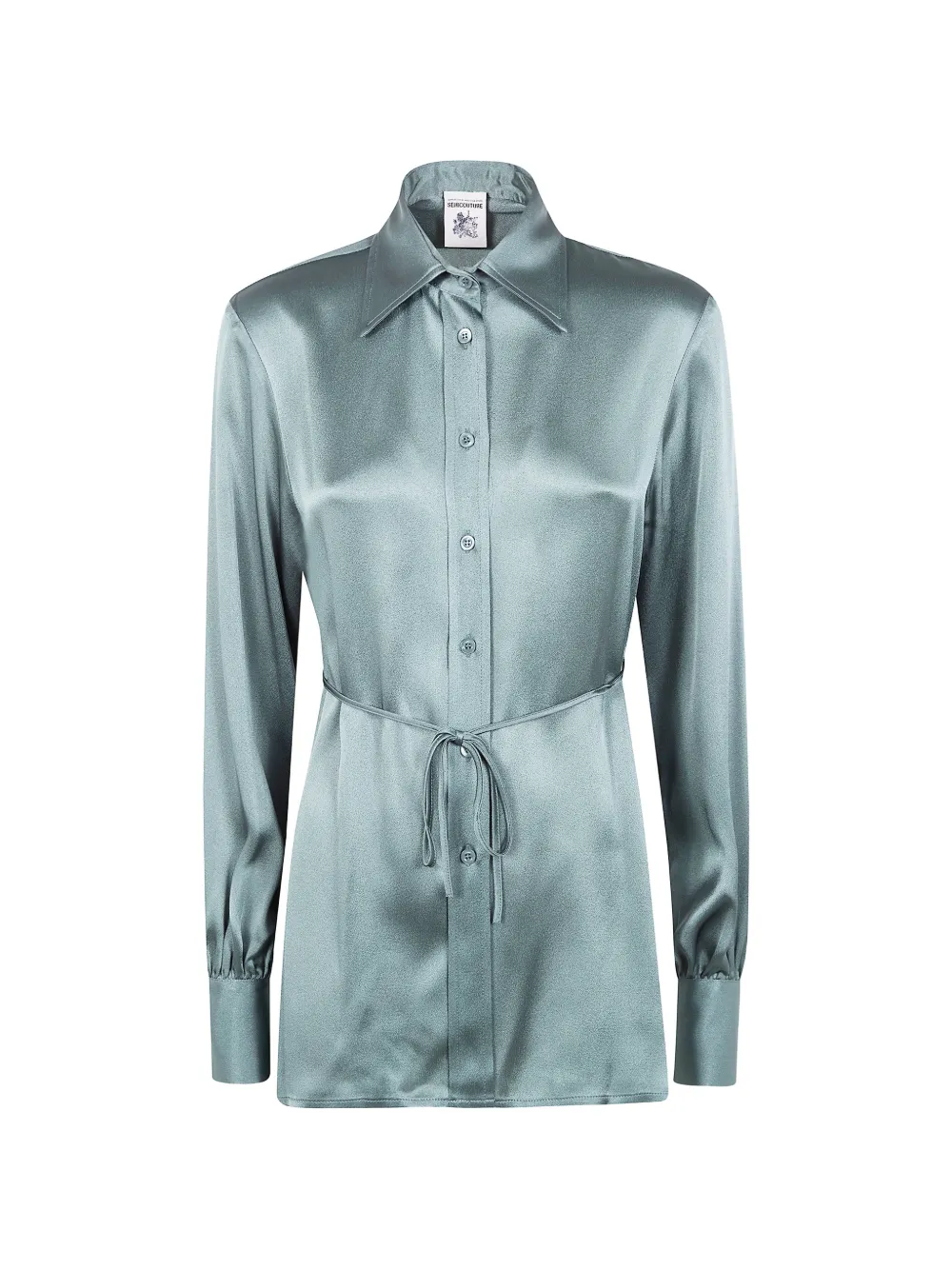 Semicouture tie-waist long-sleeve shirt - Blau