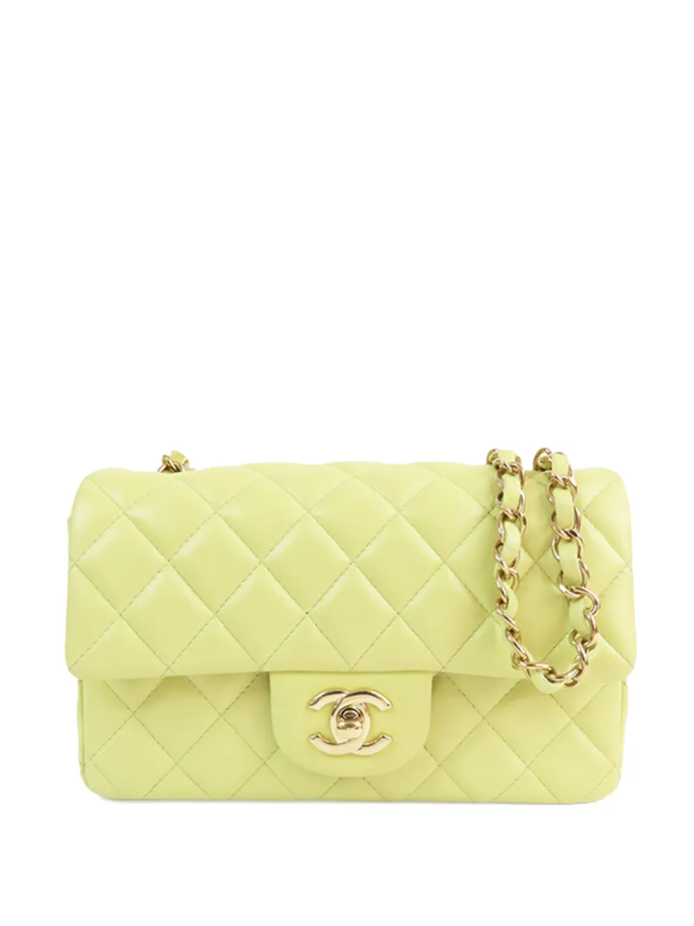 CHANEL Pre-Owned 2021-2025 Mini Rectangular Classic Caviar Single Flap crossbody bag - Verde