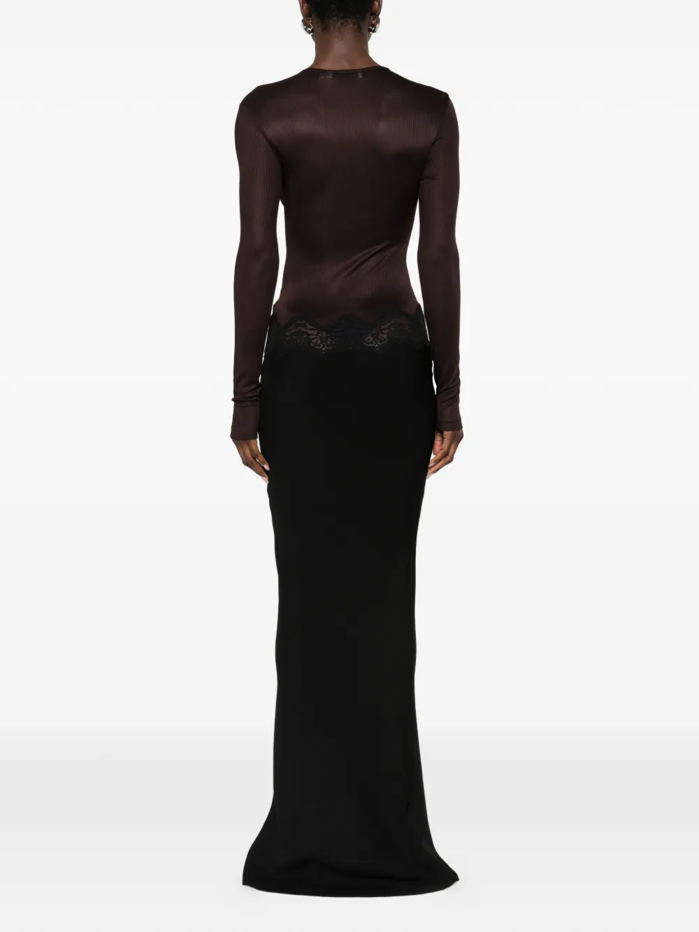 Christopher Esber Maxi-jurk met kanten detail Zwart