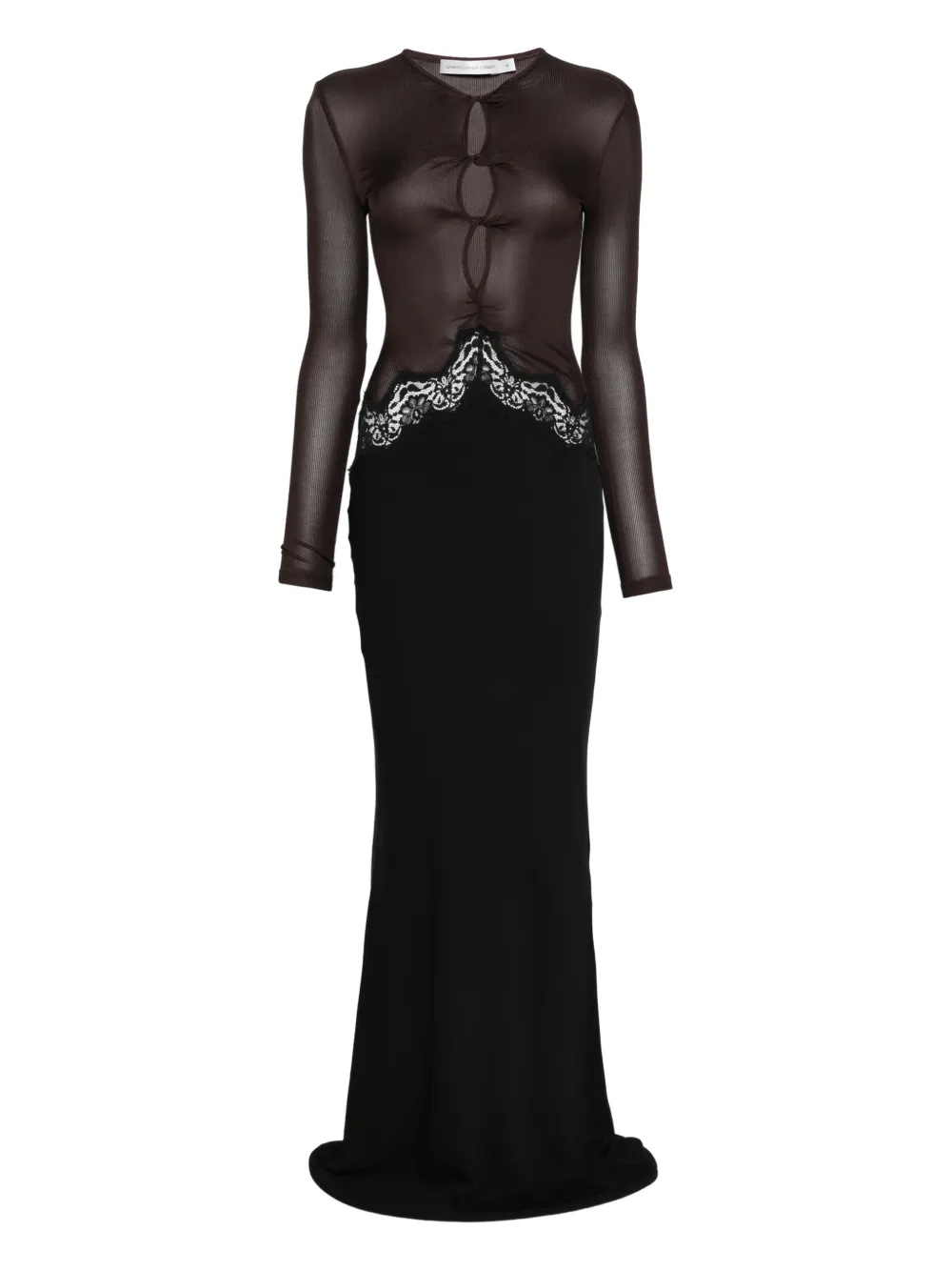 Christopher Esber Abito lungo con dettaglio in pizzo - Nero