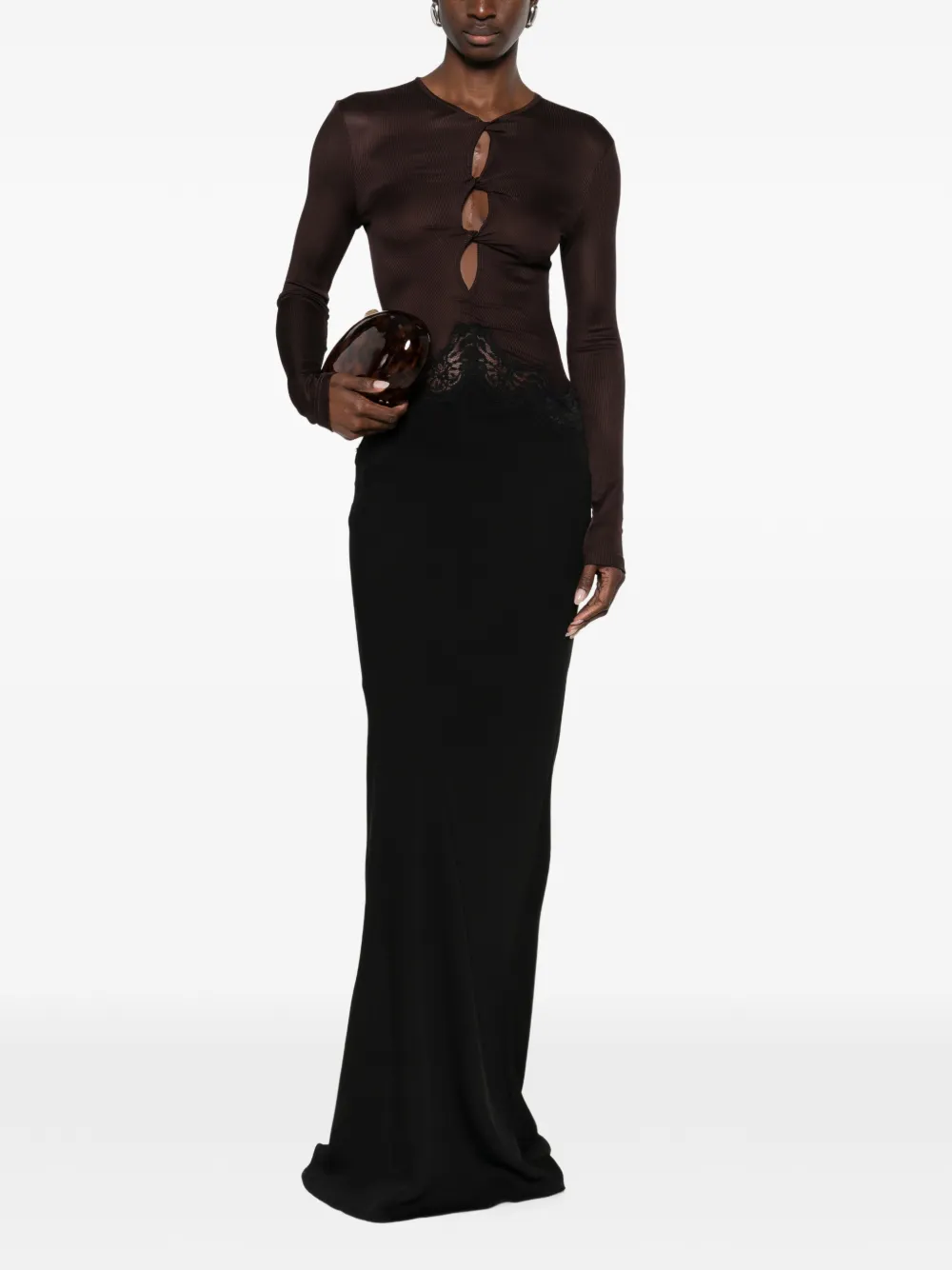 Christopher Esber Maxi-jurk met kanten detail Zwart
