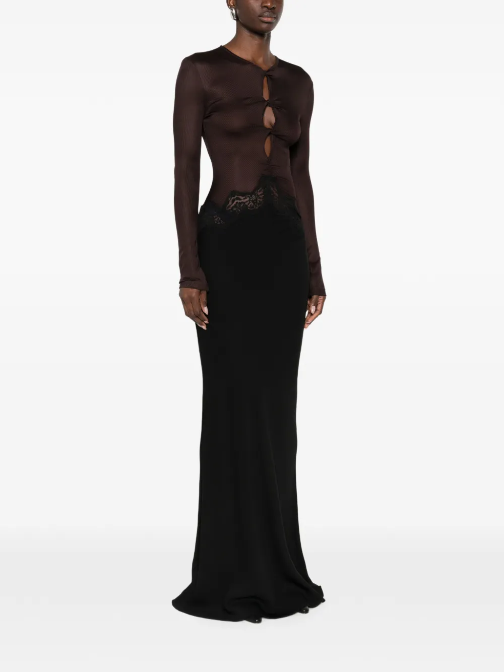 Christopher Esber Maxi-jurk met kanten detail Zwart