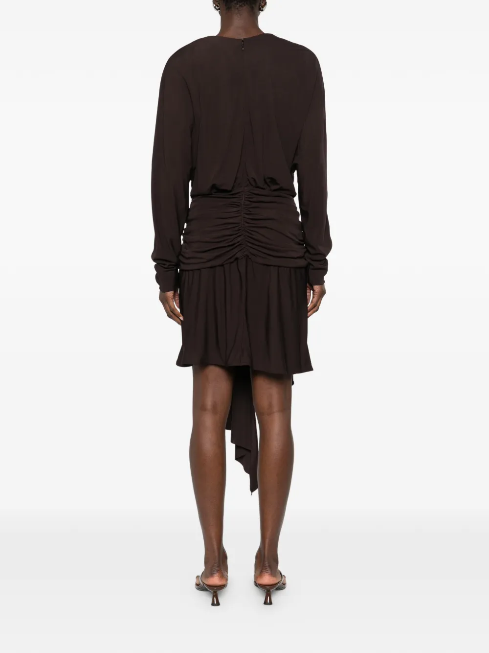 Stone-Detail Draped Mini Dress