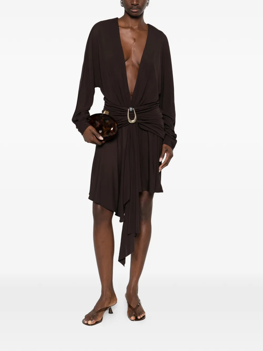 Christopher Esber stone-detail draped mini dress - Bruin