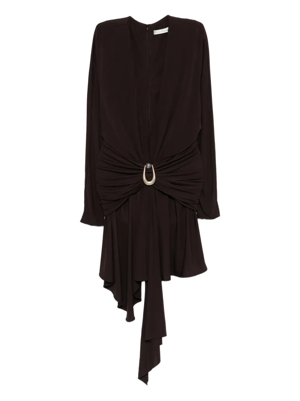 Christopher Esber stone-detail draped mini dress - Marrone