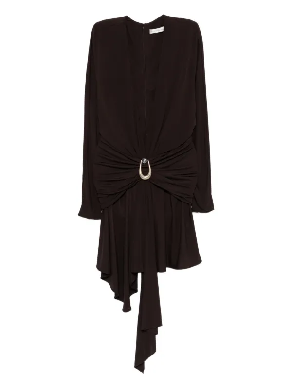 Christopher Esber Stone-detail Draped Mini Dress in Brown