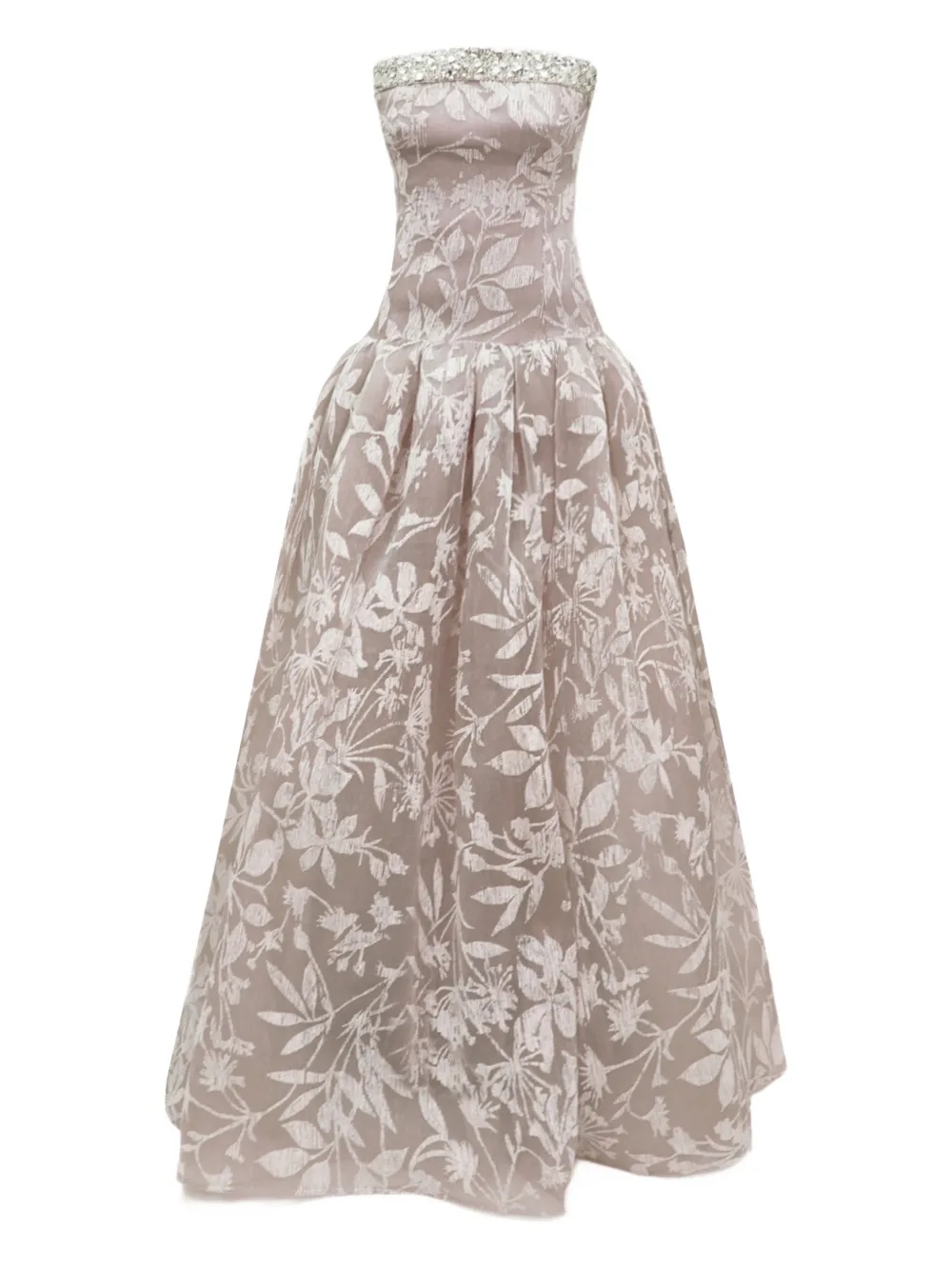 Gemy Maalouf embellished dropped-down waistline maxi dress - Toni neutri