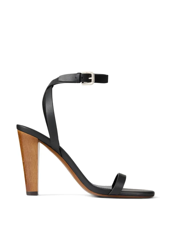 Ralph Lauren Collection Strappy Buckled Heeled Sandals in Black