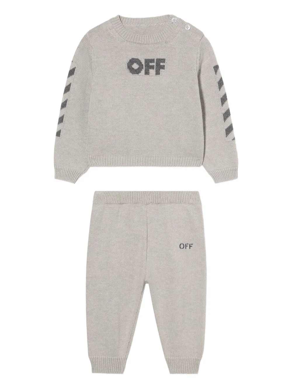 Off-White Kids intarsia-knit logo tracksuit set - Grigio