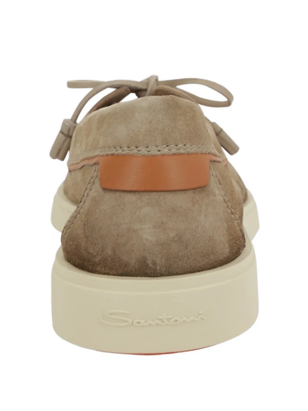Santoni lace-up suede boat shoes Beige