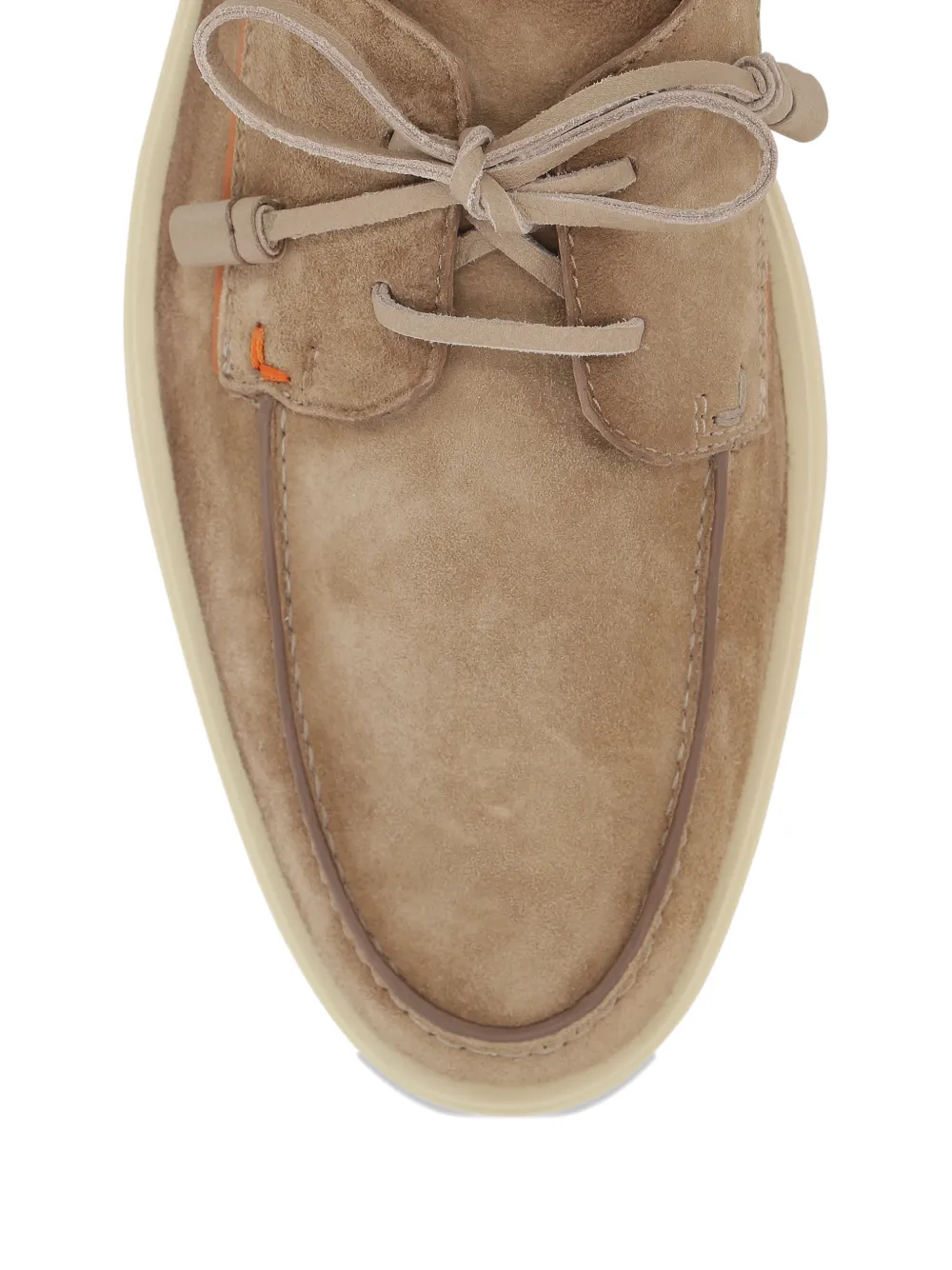 Santoni lace-up suede boat shoes Beige
