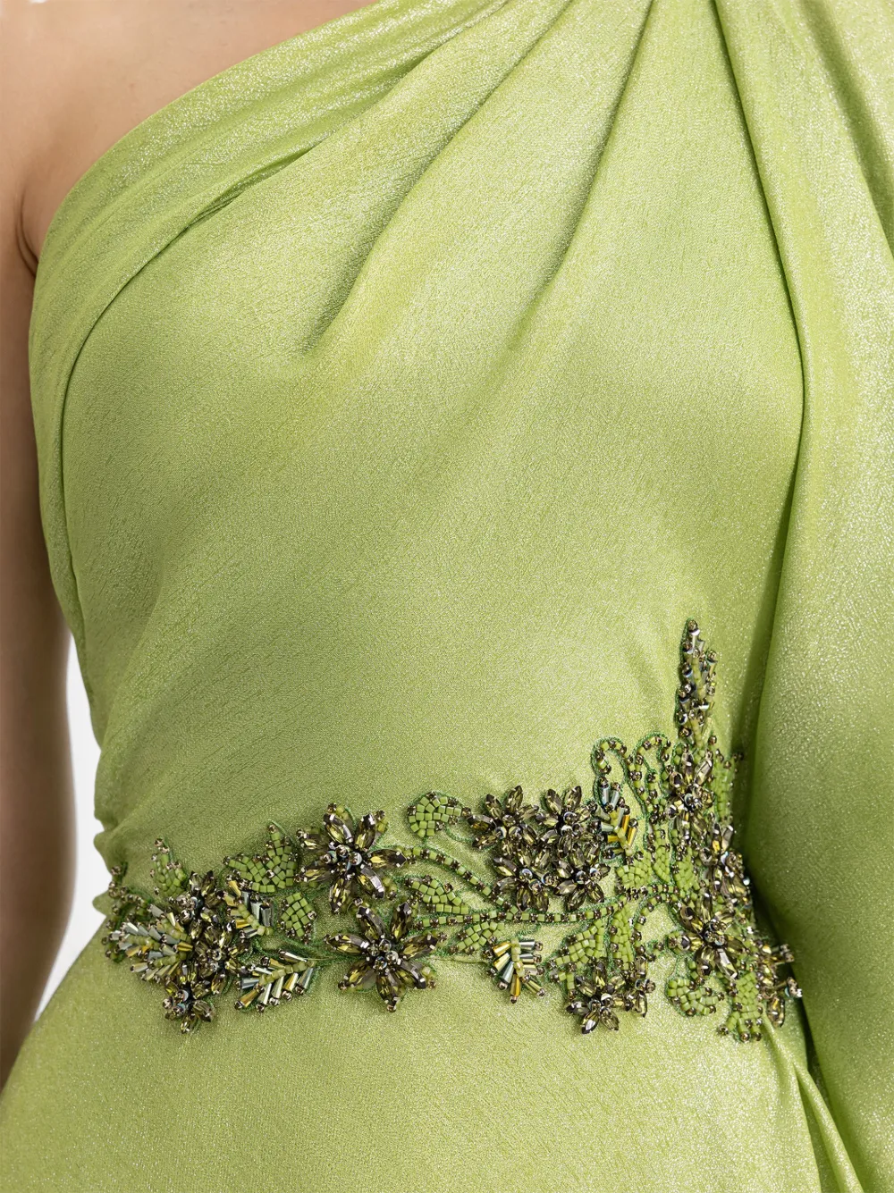 Gemy Maalouf Asymmetrische avondjurk met kralen taille Groen