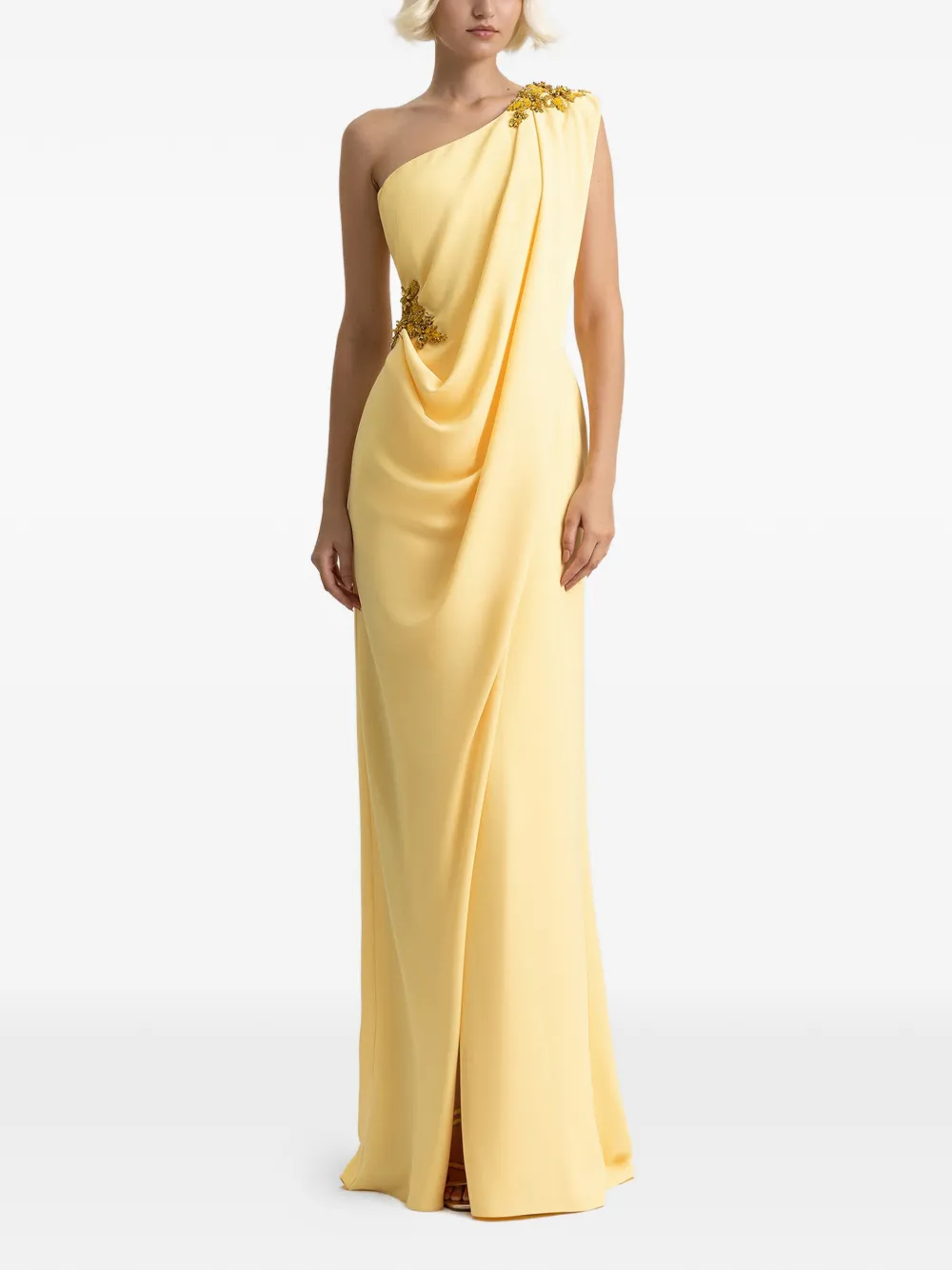 Gemy Maalouf one-shoulder draped maxi dress - Geel