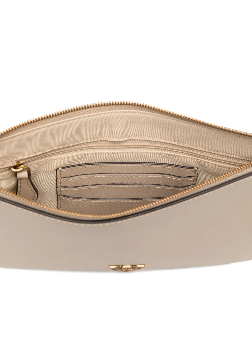 PINKO Flat Classic clutch met logoplakkaat Beige