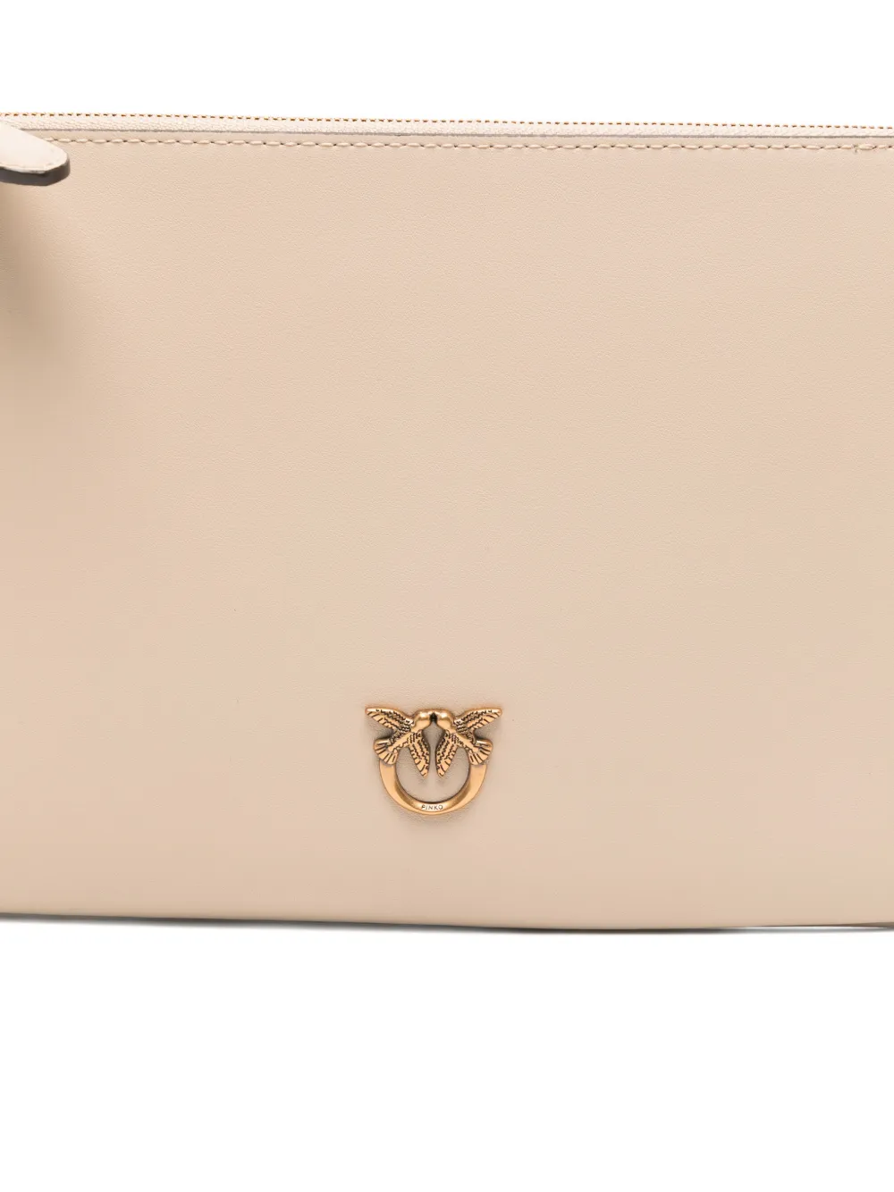 PINKO Flat Classic clutch met logoplakkaat Beige