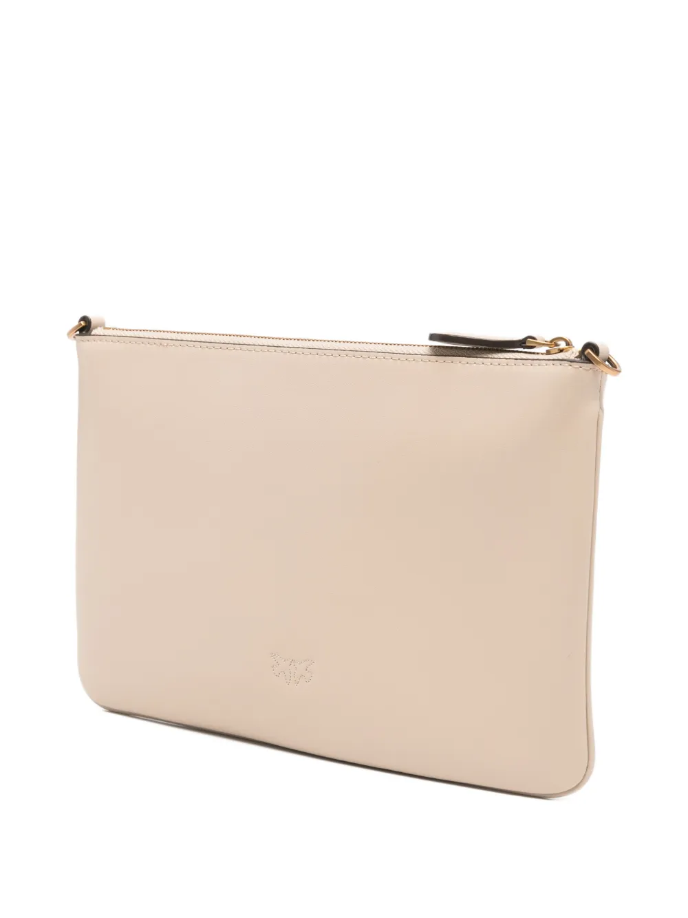 PINKO Flat Classic clutch met logoplakkaat Beige