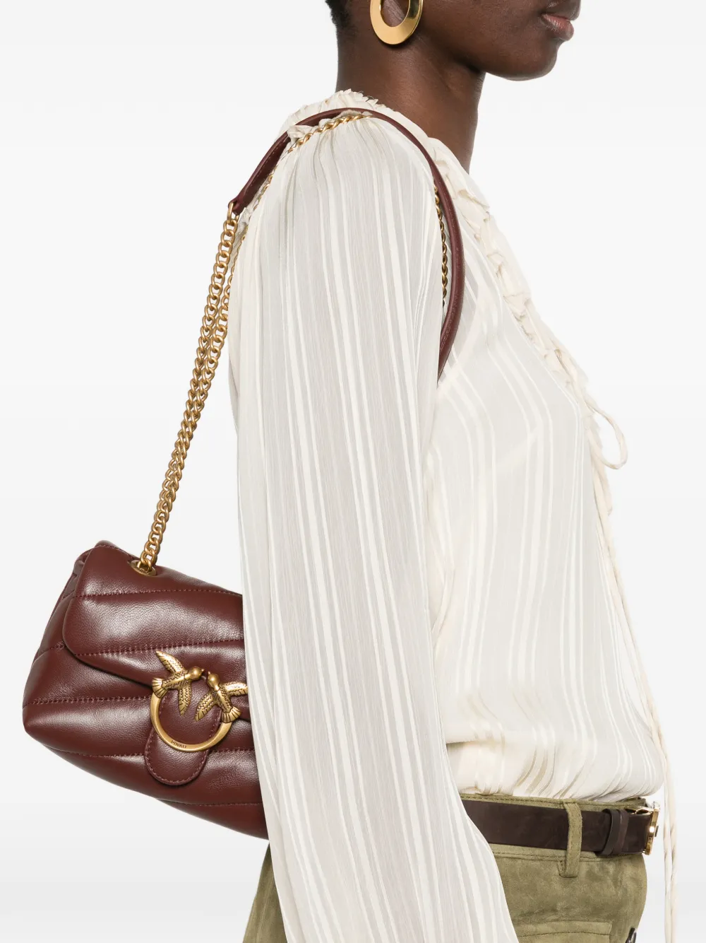 PINKO baby Love quilted chain shoulder bag - Bruin