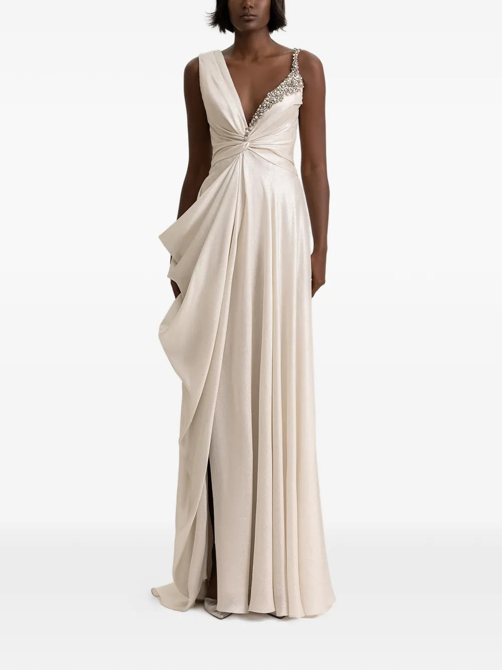Gemy Maalouf asymmetrical draped maxi dress - Beige