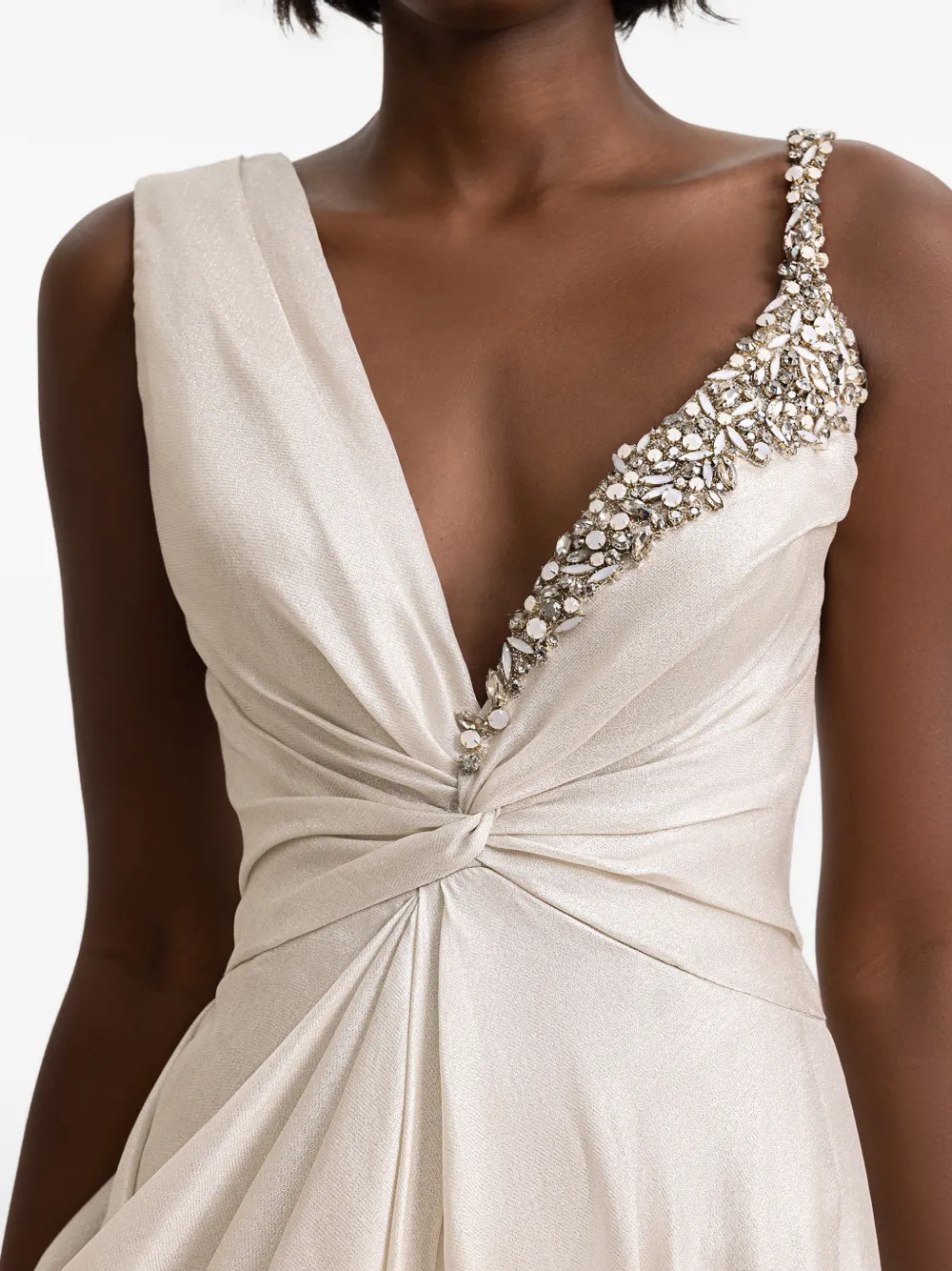 Gemy Maalouf Asymmetrische gedrapeerde maxi-jurk Beige