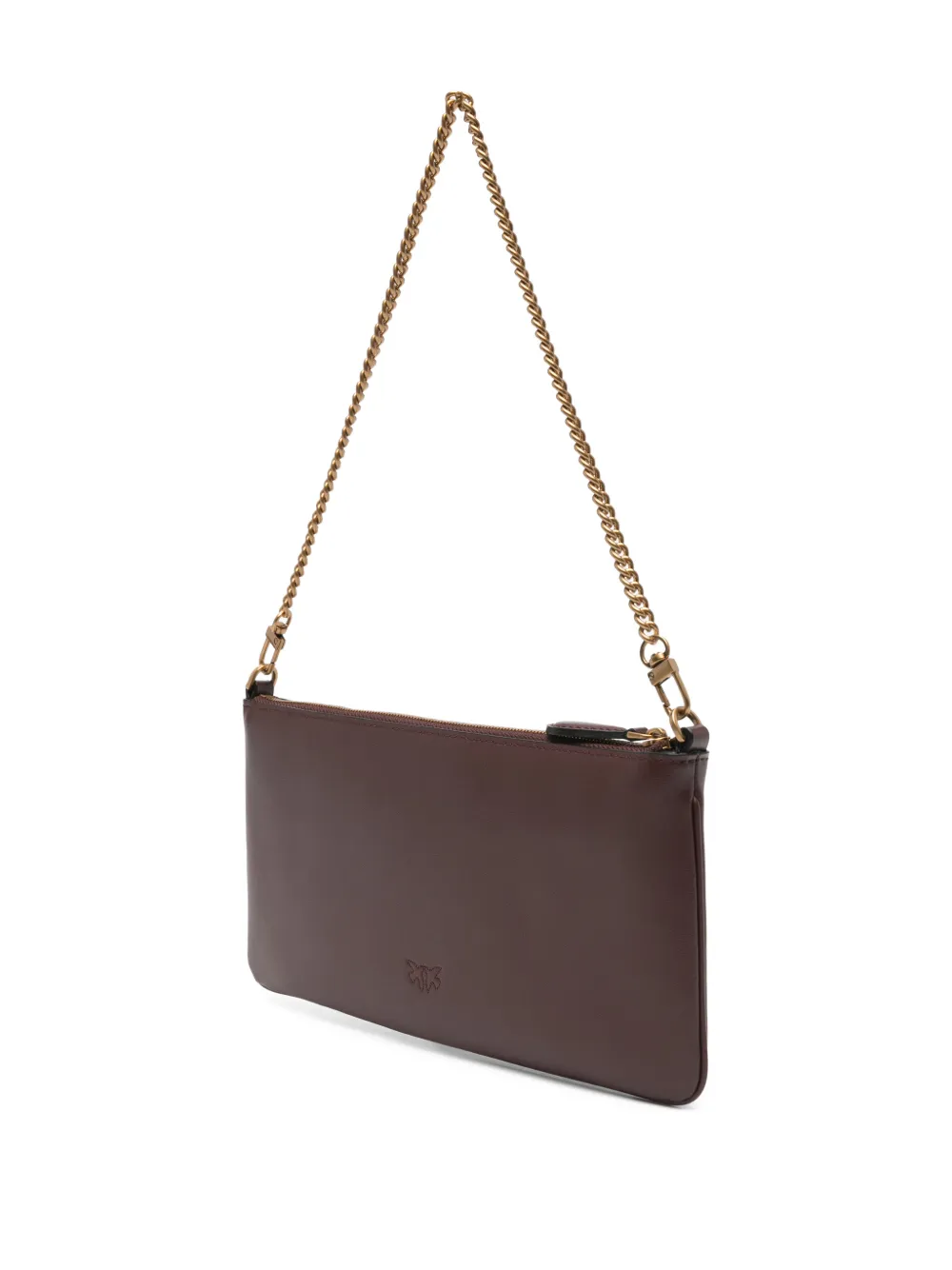  Pinko Chain Logo Clutch Bag - Brown 
