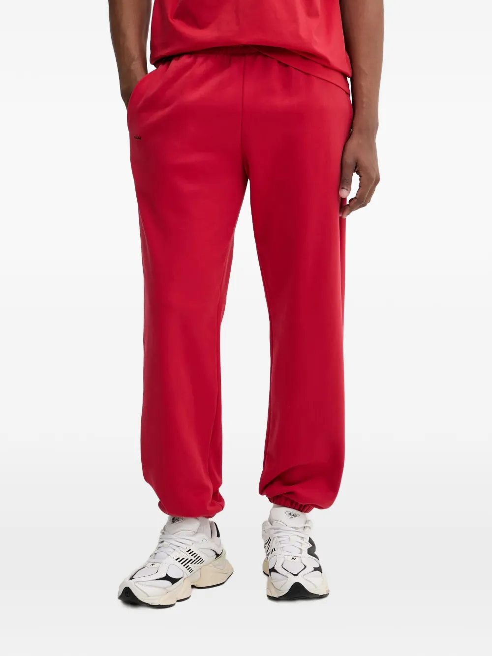 Pangaia logo-print cuffed track pants - Rosso