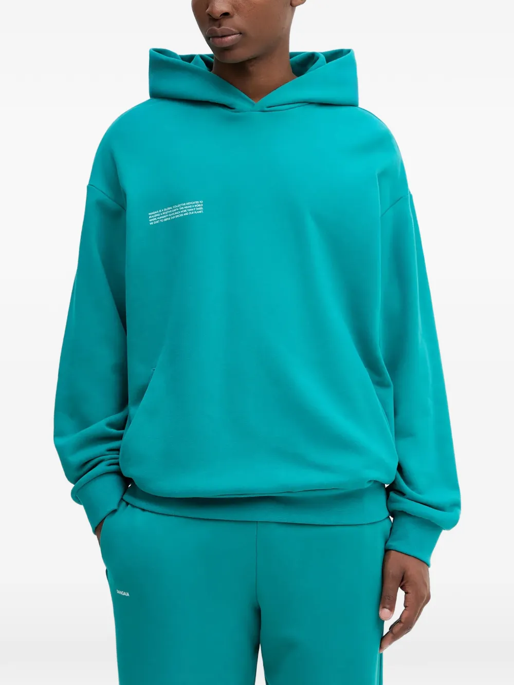 Pangaia logo-detail long-sleeve hoodie - Verde
